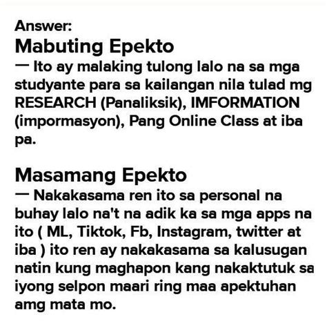 masamang epekto ng social media answer